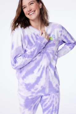 Women Roller Rabbit Tops | Heart Tie Dye Crewneck