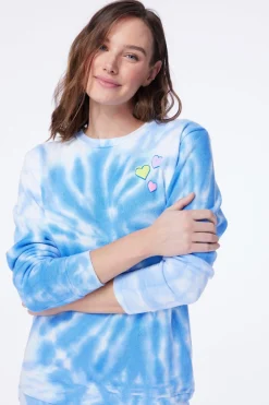 Women Roller Rabbit Tops | Heart Tie Dye Crewneck